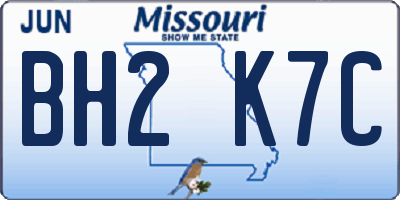 MO license plate BH2K7C