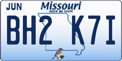 MO license plate BH2K7I