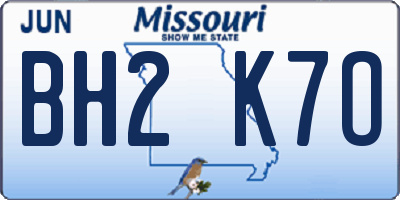 MO license plate BH2K7O