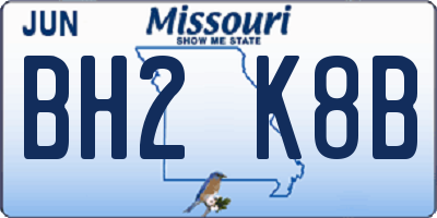 MO license plate BH2K8B