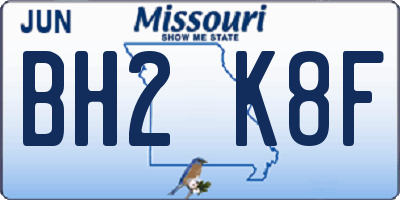 MO license plate BH2K8F