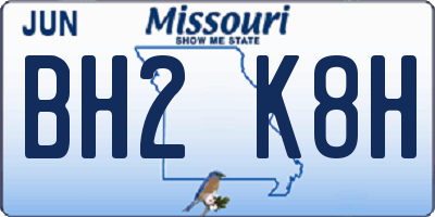 MO license plate BH2K8H