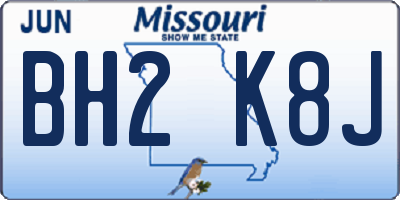MO license plate BH2K8J