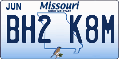 MO license plate BH2K8M