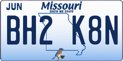 MO license plate BH2K8N