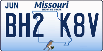 MO license plate BH2K8V