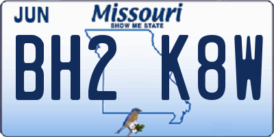 MO license plate BH2K8W