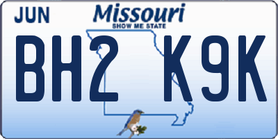 MO license plate BH2K9K