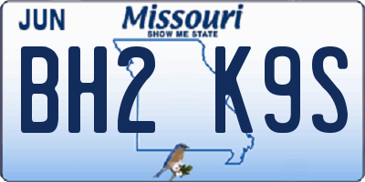 MO license plate BH2K9S