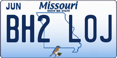 MO license plate BH2L0J