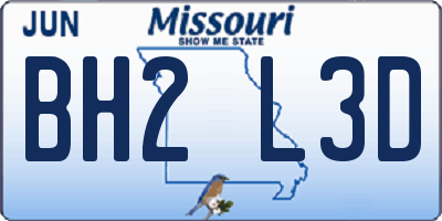 MO license plate BH2L3D
