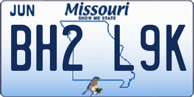 MO license plate BH2L9K