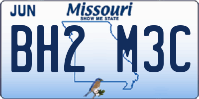 MO license plate BH2M3C