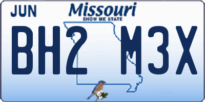 MO license plate BH2M3X