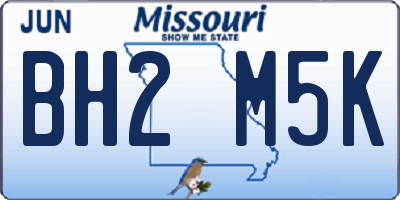 MO license plate BH2M5K