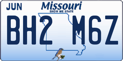 MO license plate BH2M6Z