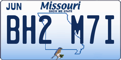 MO license plate BH2M7I
