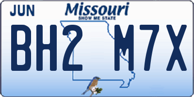 MO license plate BH2M7X