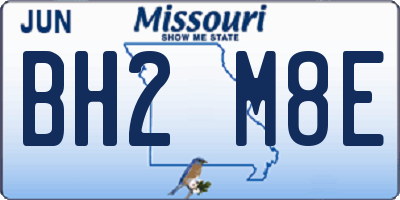 MO license plate BH2M8E