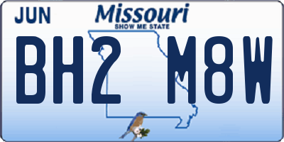 MO license plate BH2M8W