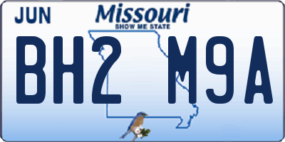 MO license plate BH2M9A