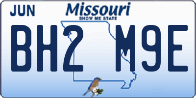 MO license plate BH2M9E