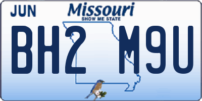 MO license plate BH2M9U