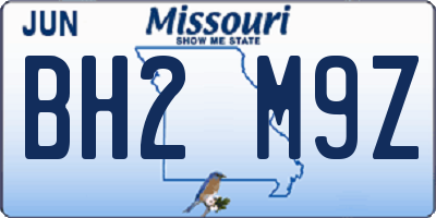 MO license plate BH2M9Z