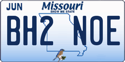 MO license plate BH2N0E