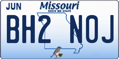 MO license plate BH2N0J