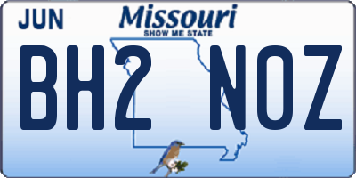 MO license plate BH2N0Z