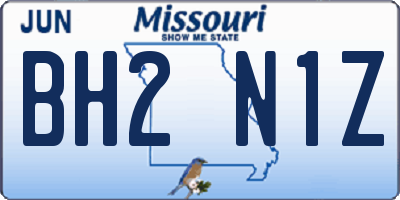 MO license plate BH2N1Z