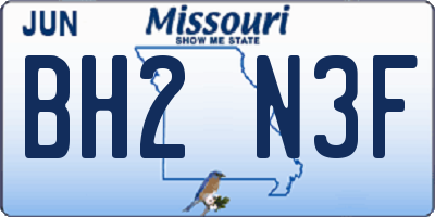 MO license plate BH2N3F