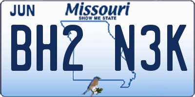 MO license plate BH2N3K