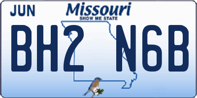 MO license plate BH2N6B