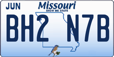 MO license plate BH2N7B