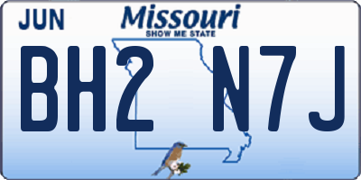 MO license plate BH2N7J