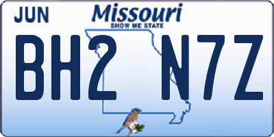 MO license plate BH2N7Z