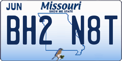 MO license plate BH2N8T