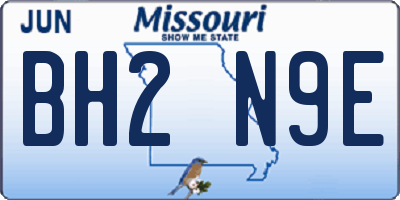 MO license plate BH2N9E