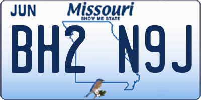 MO license plate BH2N9J