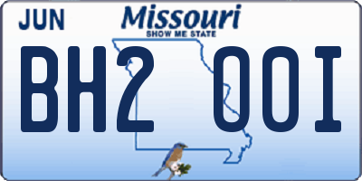 MO license plate BH2O0I