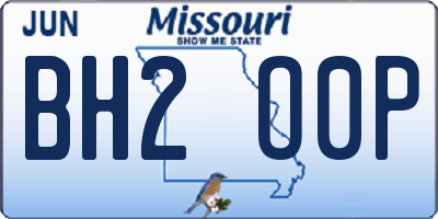 MO license plate BH2O0P