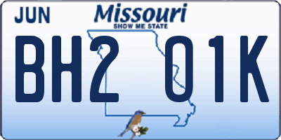 MO license plate BH2O1K