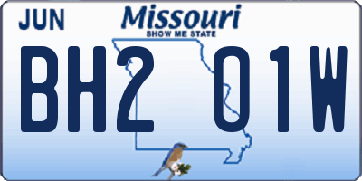 MO license plate BH2O1W