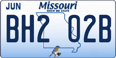 MO license plate BH2O2B