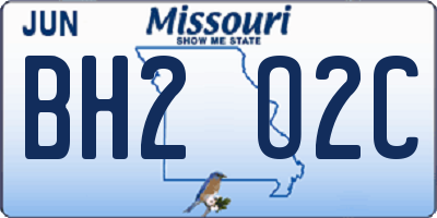 MO license plate BH2O2C