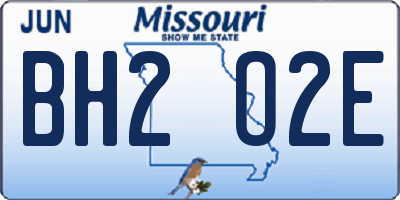 MO license plate BH2O2E