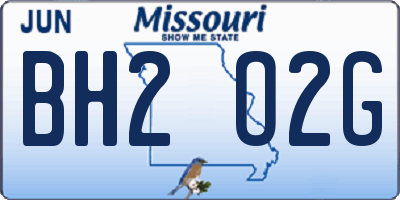 MO license plate BH2O2G