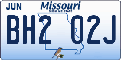 MO license plate BH2O2J